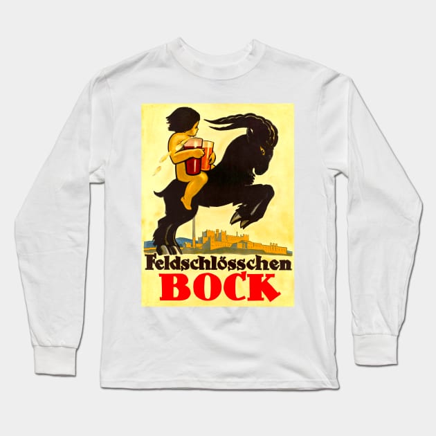 Vintage Advertising - Feldschlosschen Bock Long Sleeve T-Shirt by Culturio